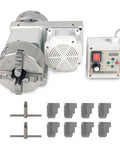 Hella Precise Cnc Rotary Fourth Axis With Adjustable Speed Servo Controller 125Mm Three Or Four Jaw Chuck and accessories.
