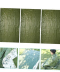 3 Pack Rescuing Survival Warm Blankets With First Aid Kit for camping, shown unfolded in olive green with reflective underside