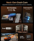 Triple Channel 4K Dash Cam For Cars Front Rear Interior 2160P 2160P 1080P With STARVIS 2 IMX678 HDR, WiFi 6, 512GB Card Display