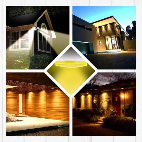 Image showcasing Two Pack Par38 Amber Yellow LED Bug Light Bulbs E26 Flood Light 10W 100W Equivalent illuminating various outdoor settings.