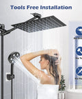 Woman using High Pressure Rain Shower Head With Handheld Spray Combo 12 Inch Large Rainfall Shower Head Plus 11 Inch Extension Arm