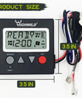Universal 6V And 12V Game Feeder Digital Timer with 8 daily feed times, 3.5-inch size, adjustable feed rate.