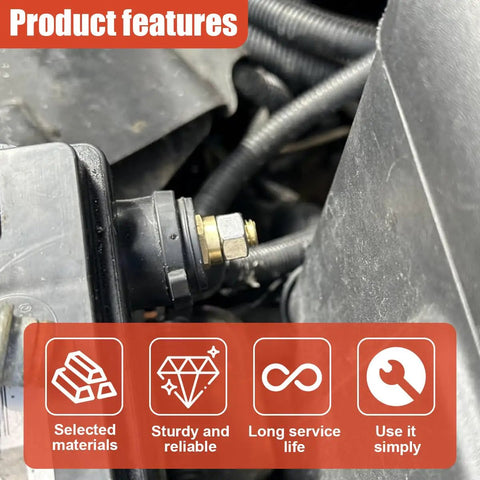 2 Pack Side Post Battery Terminal Extension Bolts 3/8-16 And 3/8-24 Brass Extender Screws With Nuts Gold Connector Adapters for Standard Car Batteries installed close-up view