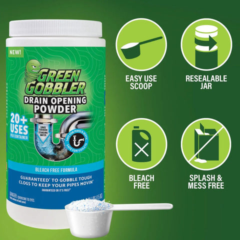 Drain Clog Remover Powder For Kitchen And Bath, Breaks Up Grease Paper Fat And Oil, Septic Safe, easy scoop and resealable jar