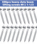 Heavy Duty Joist Hanger Screws For Framing No. 9 By 1-1/2 Inch Construction Screws 1/4 Inch Hex Head Galvanized Finish Replaces 9112R500 Fits 0.380 Inch Deck Screws 500 Count displayed