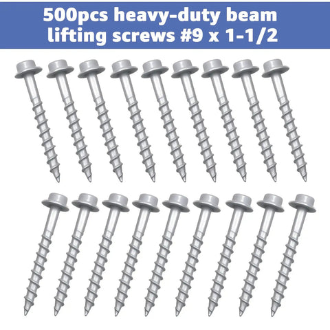 Heavy Duty Joist Hanger Screws For Framing No. 9 By 1-1/2 Inch Construction Screws 1/4 Inch Hex Head Galvanized Finish Replaces 9112R500 Fits 0.380 Inch Deck Screws 500 Count displayed