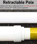 Hella Rugged Retractable Traffic Barricade Bars 10 Pack Extendable 4 To 7 Feet Pop Up Safety Cones unique white and yellow adjustable pole for connecting cones.