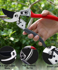 Effortless Pruning Shears For Gardeners With Safety Lock And Sharp SK5 Steel Blade Up To One Inch Cut Capacity in use