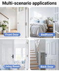 Three Pack 4 Inch Door Hinges Built Tough used on front, bedroom, living room, and back doors, showing versatility