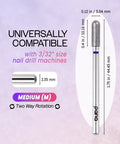 Diamond Carbide Safety Nail Drill Bit Three Thirty Second Inch Shank Style 08 Medium Grit, close-up with dimensions and label.