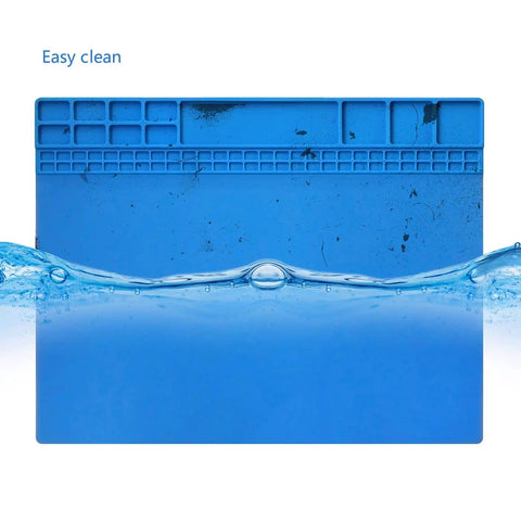 Heat Resistant Soldering Mat Silicone Repair Pad 932F 16x12 Inch Blue Workbench Pad submerged in water