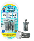 2 In 1 Bathroom Sink Stopper And Hair Catcher Drain Strainer Chrome Plated Cap Fits 1.25 Inch Drains No Tools Needed No Installation Required Quick Install For Hair Debris Clog Prevention, packaging display with chrome cap and basket visible
