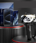Top Shelf Flexible Borescope Camera Featuring Fully Articulated Twisting Head With Bright LED Lamp For Auto Engine Checks Leak Detection tight gap crawling, connected to smartphone.