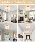 Industrial Dope Three-Light Semi Flush Mount Ceiling Light shown in various rooms with metal mesh cage shade, black drum farmhouse style