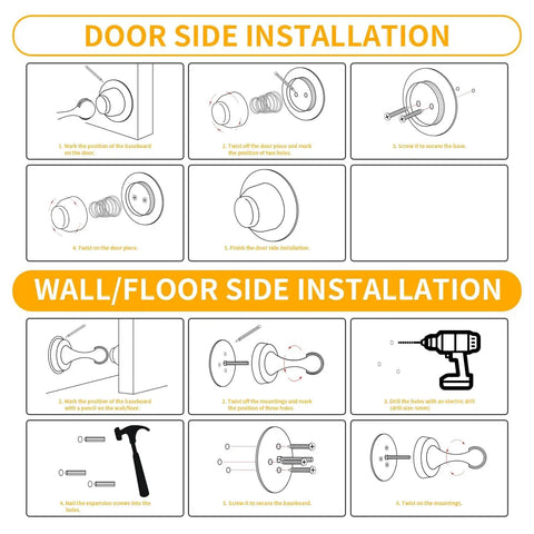Installation guide for Heavy Duty Silver Stainless Steel Door Stopper With Magnetic Catch Holds Doors Open Durable Security Door Stopper