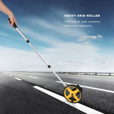 Fabater Portable Measuring Wheel 0~9999.9m Distance Measuring Roller on road with telescopic handle and yellow TPR wheel