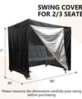 All Weather Waterproof Outdoor Swing Cover For 3 Seat Triple Seater Garden Patio Swing, Heavy Duty Black Canopy Shield, 86L X 48D X 67H Inches, Rain Wind Snow Dustproof, Keeps Your Swing Protected, Clean, And Ready For Seasons