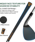 Close-up of 60 Degree Golf Sand Wedge for Right Handed Players with CNC milled grooves and unique face texture.