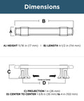 Diagram of Matte Black Adjustable Drawer Pulls 5 Pack Fits 1-3/8 To 4 Inch Hole Centers with dimensions listed.