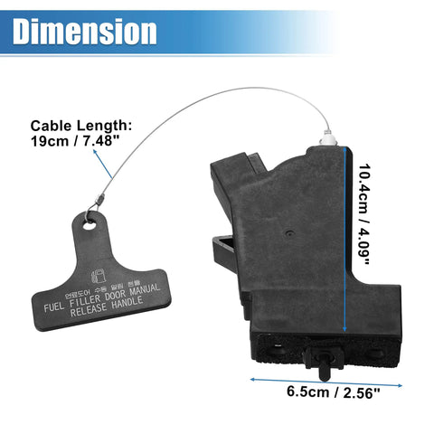 Fuel Door Lock Actuator 81590-2T000 For Hyundai Sonata 2015-2019 And Kia Optima 2011-2020 with dimensions and cable length