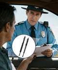 Police officer holding clipboard with Set Of 3 Universal Handcuff Keys, Durable Pocket Keychain Cuff Key Kit With 5.1 Inch, 4.75 Inch And 3.6 Inch Sizes for pros.