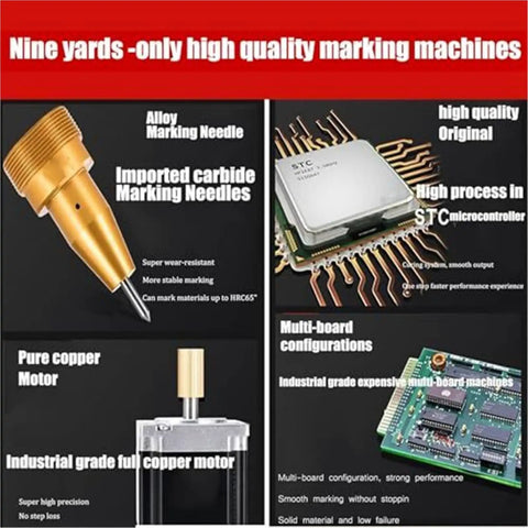Heavy Hitter Pneumatic Dot Peen Marker for Metal Aluminum and Steel, showing alloy marking needle and microcontroller.