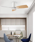 42 Inch Ceiling Fan With Lights And Remote Control, Quiet DC Motor, white and wood grain blades, modern kitchen setting