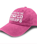 Embroidered Sun Hat For Camping And RV Life, rose red cap with Hookups slogan, lightweight design, side view