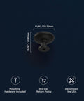 Round Matte Black Kitchen Cabinet Knobs 10 Pack Durable Drawer And Dresser Knobs For Cabinets And Bathroom Drawers One And One Eighth Inch Easy Install Slick Modern Hardware By Hickory Hardware, single knob image with measurements