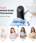 No Touch Forehead Thermometer For Adults Kids And Babies Infrared Temperature Checker With Non Contact Sensing And 1.18 Inch Range For Quick Accurate Readings PT3 Black, medical grade