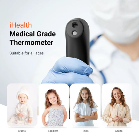 No Touch Forehead Thermometer For Adults Kids And Babies Infrared Temperature Checker With Non Contact Sensing And 1.18 Inch Range For Quick Accurate Readings PT3 Black, medical grade