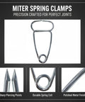 12 Piece Stainless Steel Woodworking Miter Spring Clamp Kit With Pointed Tips And D Loop Design For Super Strong Grip On Diy Projects Frame Molding Trim And Glue Drying Tasks In The Shop, polished metal finish