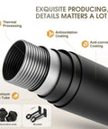 Beefy Black Curtain Rod System Fits 32 To 240 Inches Wide, 1 Inch Diameter, Space Saving Telescoping Rod With Heavy Duty Brackets