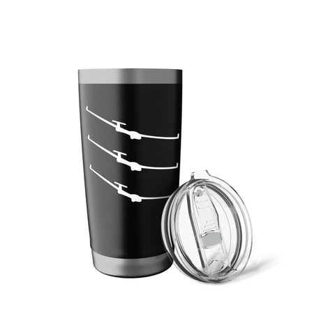 Stainless Steel Insulated Tumbler For Glider Pilots And Aviation Fans Keeps Coffee Hot Or Ice Cold On The Tow Or Glide with black lid