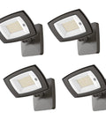 Beefy LED Outdoor Flood Light With Dusk To Dawn Photocell 45W 5200LM Security Flood Light For Yards And Gardens, 4 Pack, Dark Bronze Finish