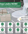 Before and after image of Transparent Waterproof Sealant Self Leveling Clear Coating 68 Ounce Tub on tile cracks.
