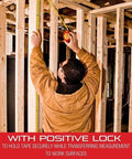 Person using Pro Grade Heavy Duty Retractable Imperial Pocket Tape Measure With Nylon Coating, 30 Foot Length on wood framing.