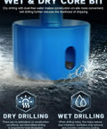 Wet and dry core bit for the Badass 15 Piece Diamond Hole Saw Kit, ideal for tile, ceramic, and glass drilling.