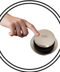 Dang Tight Fit Tip Toe Bathtub Drain Plug For SCH 40 Abs Lines With Two Hole Elbows And Sweet Satin Nickel Trim featuring push button hand.