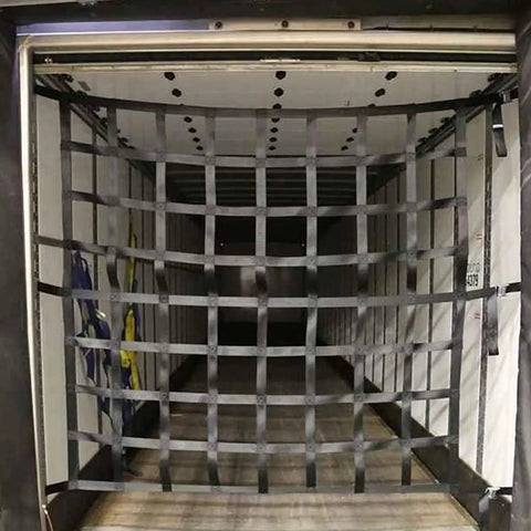 Heavy Duty Cargo Lifting Net 2X2M Features Beefy 15 Cm Mesh Weave And Two Point Five Ton Load Rating securing cargo in a truck.