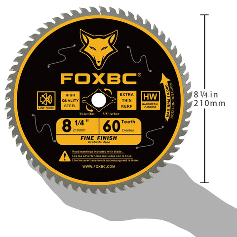 Eight And A Quarter Inch Table Saw Blade With Sixty Tooth Fine Finish For Hardwood Softwood And Plywood Ultra Thin Kerf