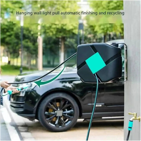 Hassle Free Retractable Hose Reel Kit With Auto Wind Spool And 180 Degree Swivel Spray Nozzle For Fast Car Wash Or Garden Watering Slick Wall Mount Setup Keeps Lines Tangle Free And Ready To Roll