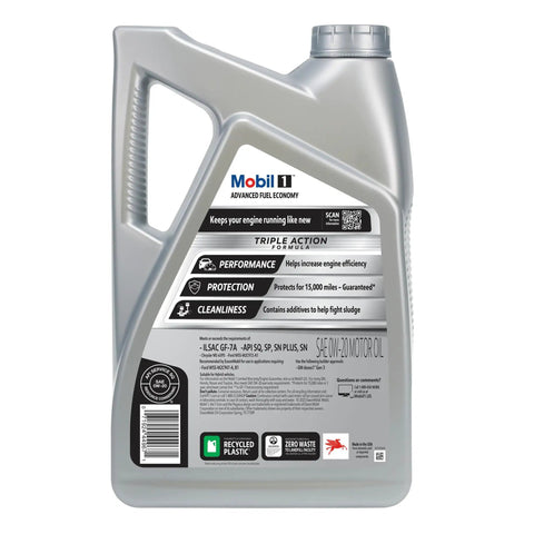 Top Shelf Full Synthetic Motor Oil 0W20 Five Quint Container with ergonomic handle for easy pouring and efficient engine care.