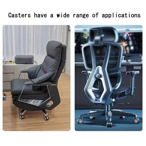 Premium 2.5 Inch Office Chair Casters Featuring Silent Gliding Polyurethane Tires on ergonomic chairs for easy movement.