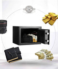 4.6L Digital Steel Safe With Electronic Lock For Home Or Office, Money Cash Security Box, open with valuables inside