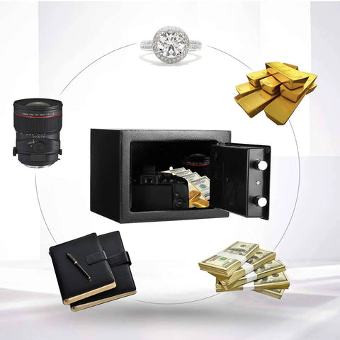 4.6L Digital Steel Safe With Electronic Lock For Home Or Office, Money Cash Security Box, open with valuables inside