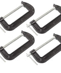 Heavy Duty Beefy 4 Pack 6 Inch C Clamp Set With Malleable Iron Build, 1350 Lbs Clamping Power, 6 Inch Jaw Opening, Black Finish