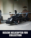 Black Hawk Inspired Helicopter Building Set For Adults And Teens, 692-Piece Army Style Model Kit on display table