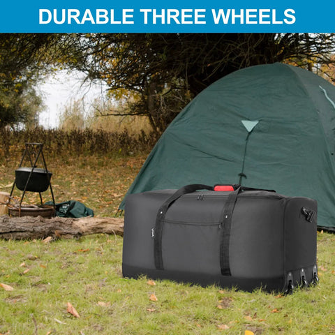 Finnhomy 120L foldable rolling duffel bag with 3 wheels, black