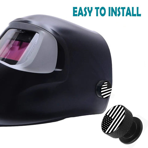 Aluminum Welding Helmet Pipeliner Fasteners 1 Pair Black USA Flag Pattern Replacement Screws For Flip Hood Armor Anti Rust Durable Lightweight Gear Heavy Duty Aluminum Construction attached to helmet